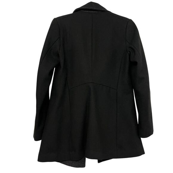 H&M Double Breasted Peacoat Wool Blend Jacket Black Gold Size 2 Buttons Warm Y2K - Picture 3 of 10